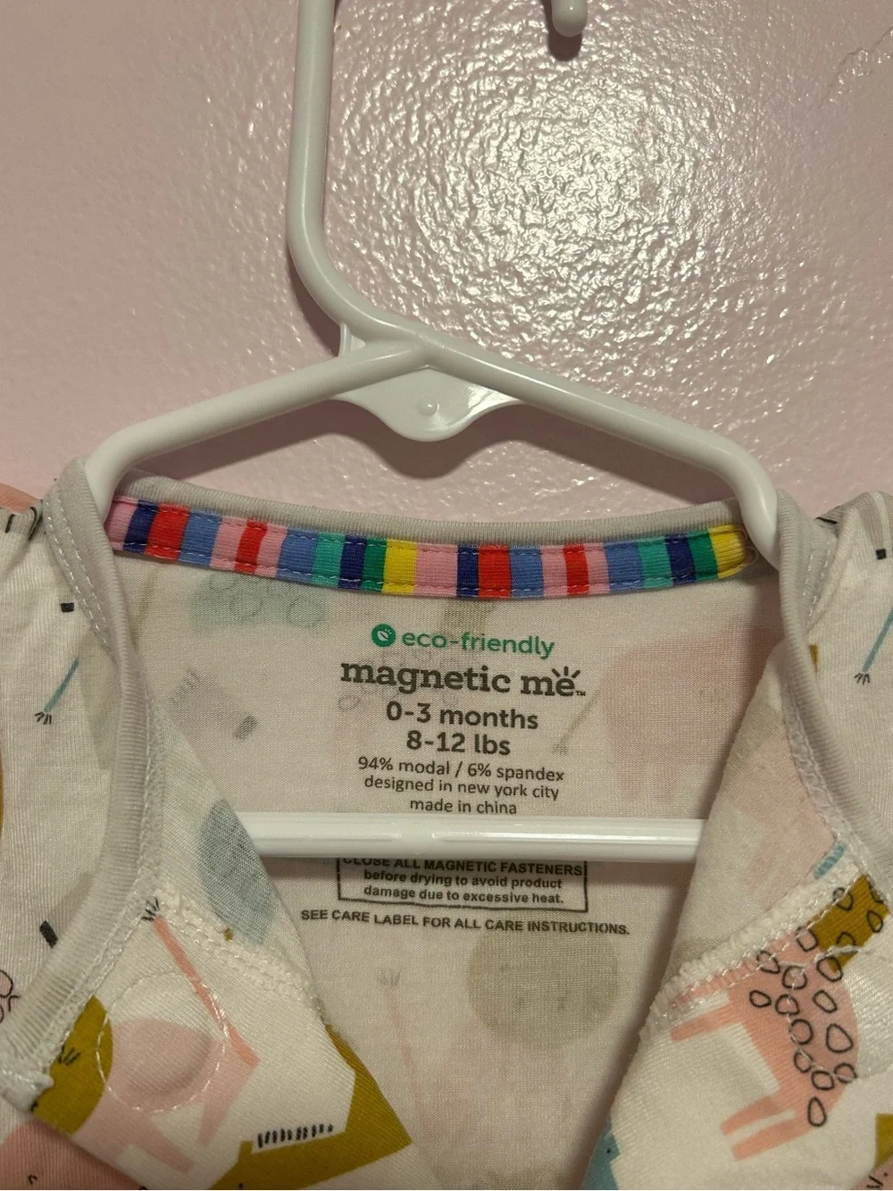 Magnetic Me Cream Footed Animal Print Modal Sleeper Sz 0-3 Mo